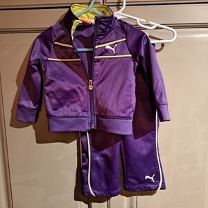 Puma girls 12 month jogging pants & zip up jacket dark purple